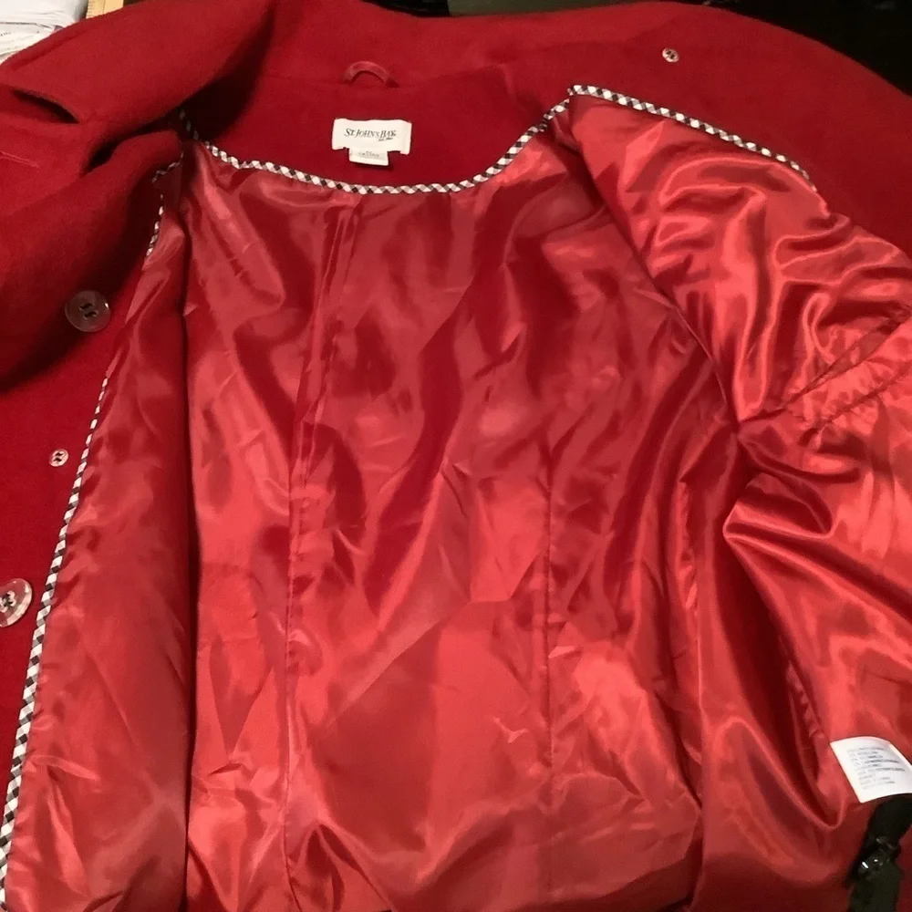 ST John’s Bay Women’s 3X red 70% wool 20% nylon 10% 18W cashmere red pea coat - Picture 7 of 11
